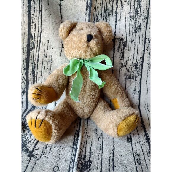 Boyds Bears 6” in Tan Teddy Bear Plush green Bow 1990-1995 Jointed Limbs - Picture 2 of 7